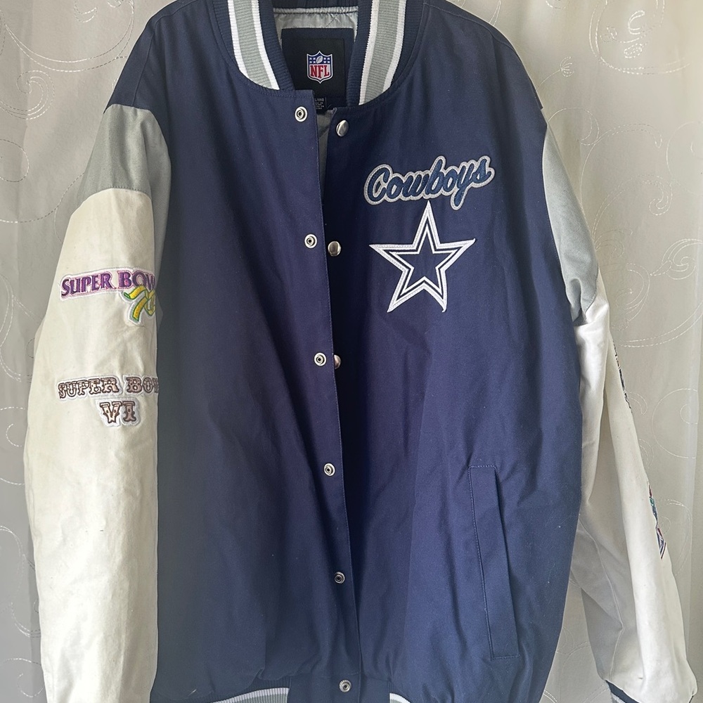 NFL Dallas Cowboys Navy & White Letterman Jacket